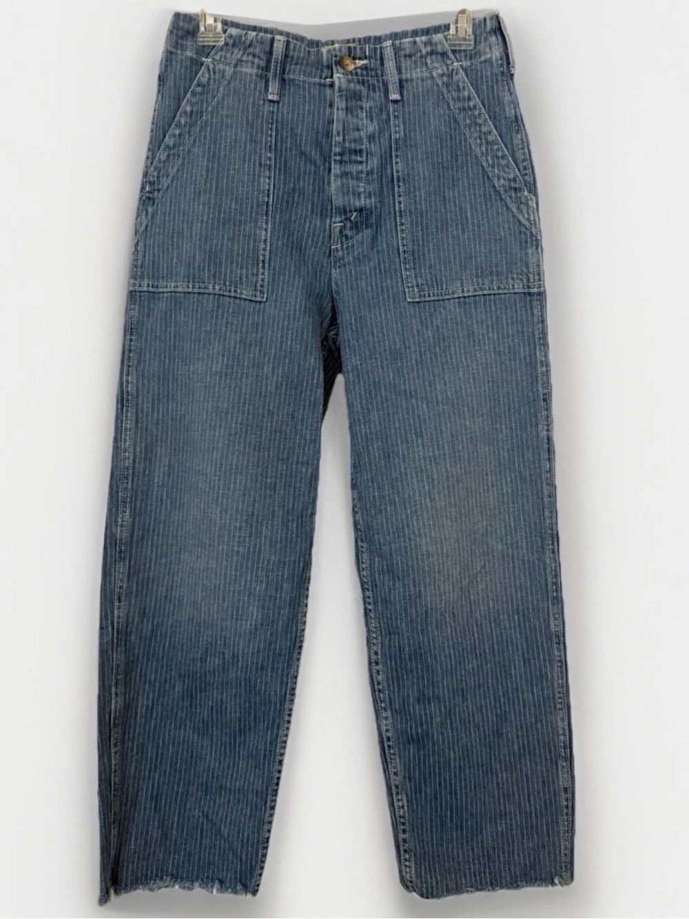 MOTHER Denim Women's Pinstriped Ankle Fray Hem Size 25